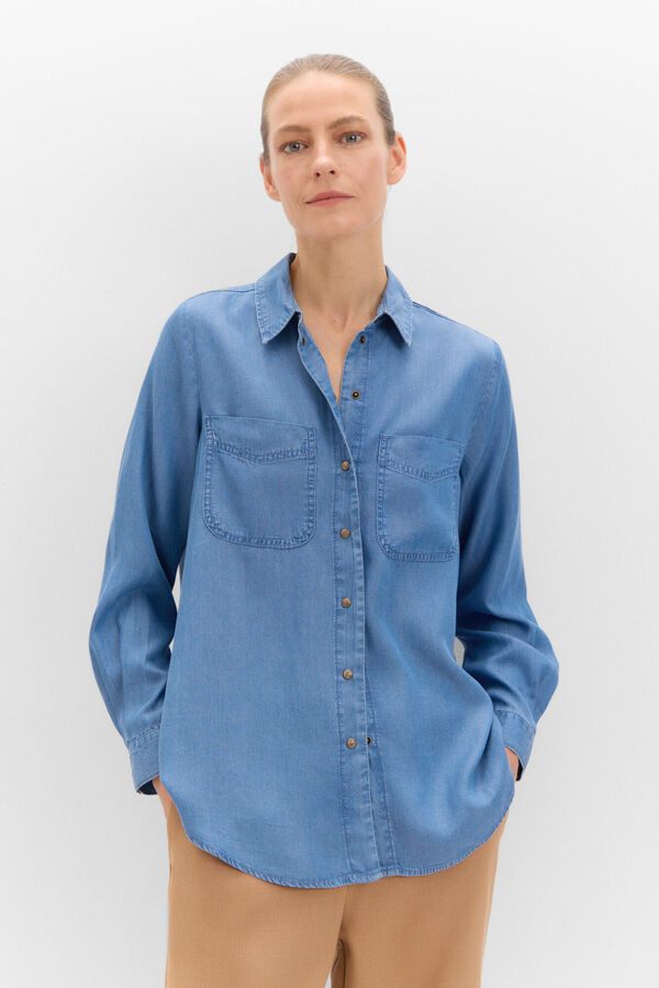 Cortefiel Tencel denim shirt Blue