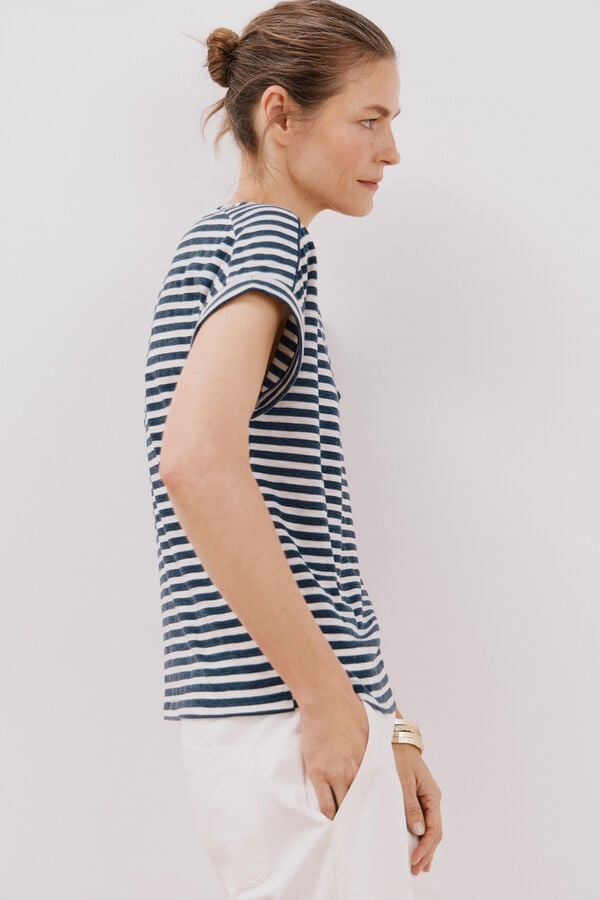 Cortefiel Striped t-shirt Printed blue