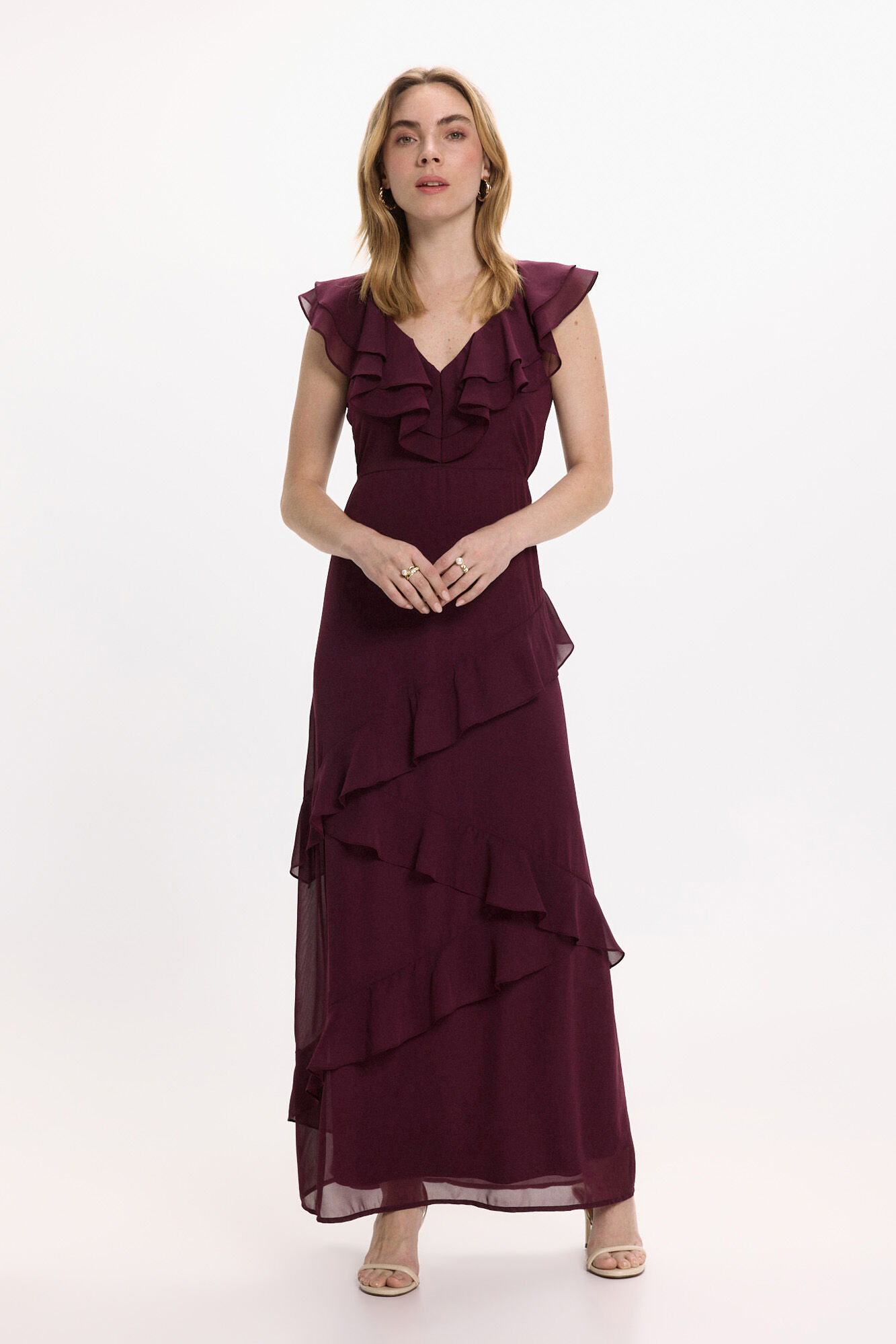 Vila Vestido de festa midi de chiffon