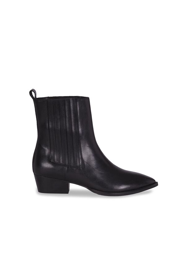 Cortefiel Elastic leather boot Black