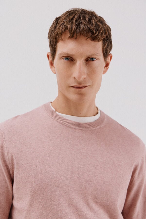 Cortefiel Crew neck cashmere crew neck jersey Pink