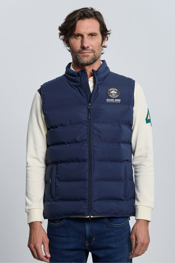 Valecuatro Colete acolchoado azul marinho com 3 escudos Azul