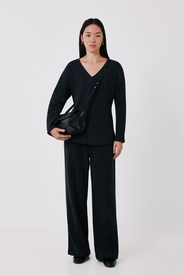 Cortefiel Comfort soft fabric trousers Black