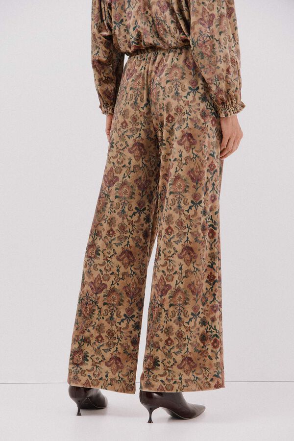 Cortefiel print velvet pants Printed brown