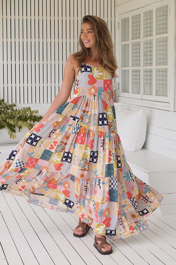 Jaase Vestido comprido boho Impress&atilde;o