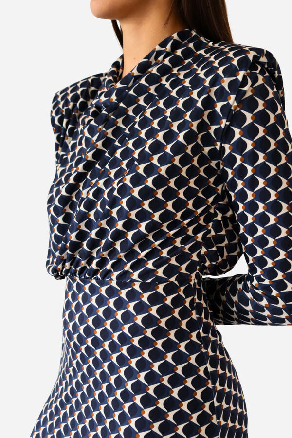 Cuplé Vestido midi de malha estampado Azul