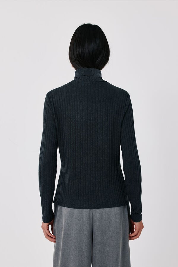 Cortefiel Knit high neck top Dark grey