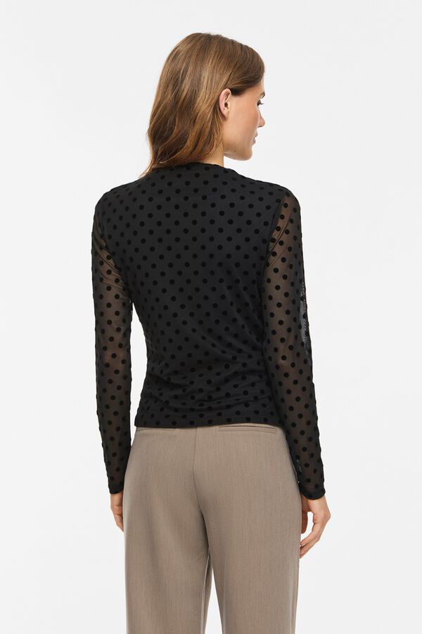 Vila T-shirt de tule com bolinhas Preto