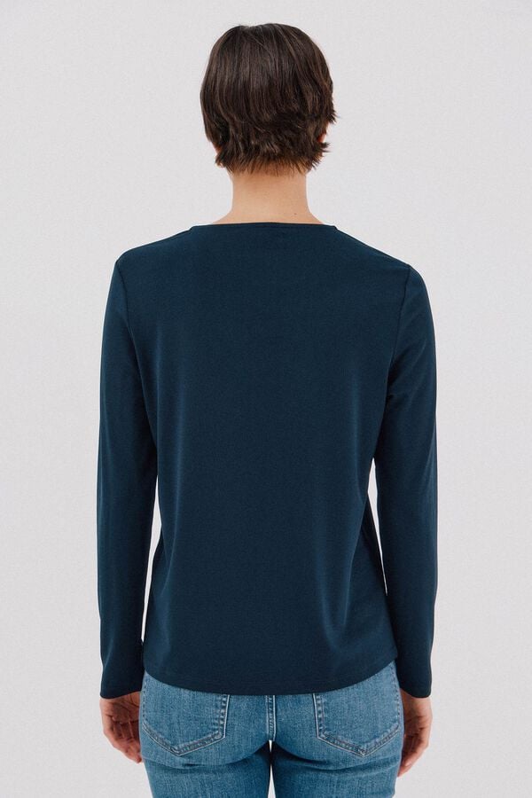 Cortefiel Gold piece top with neckline Navy