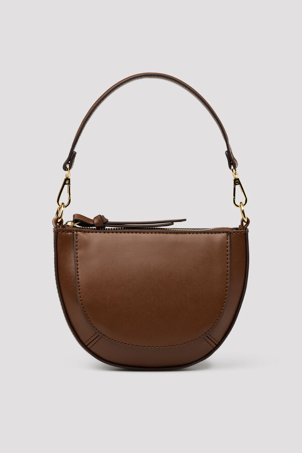 Cortefiel Bolso bandolera doble asa Marr&oacute;n oscuro