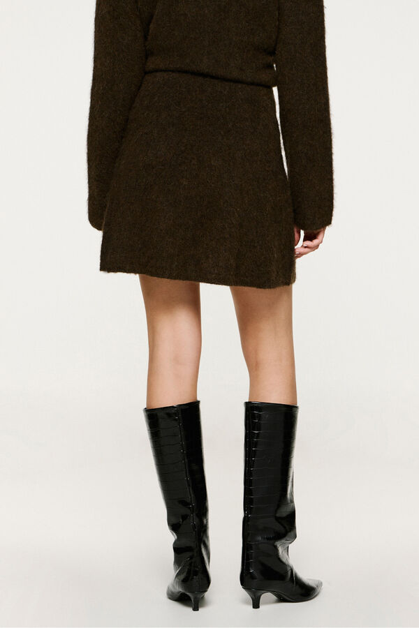 Selected Saia curta de alpaca e lã Castanho