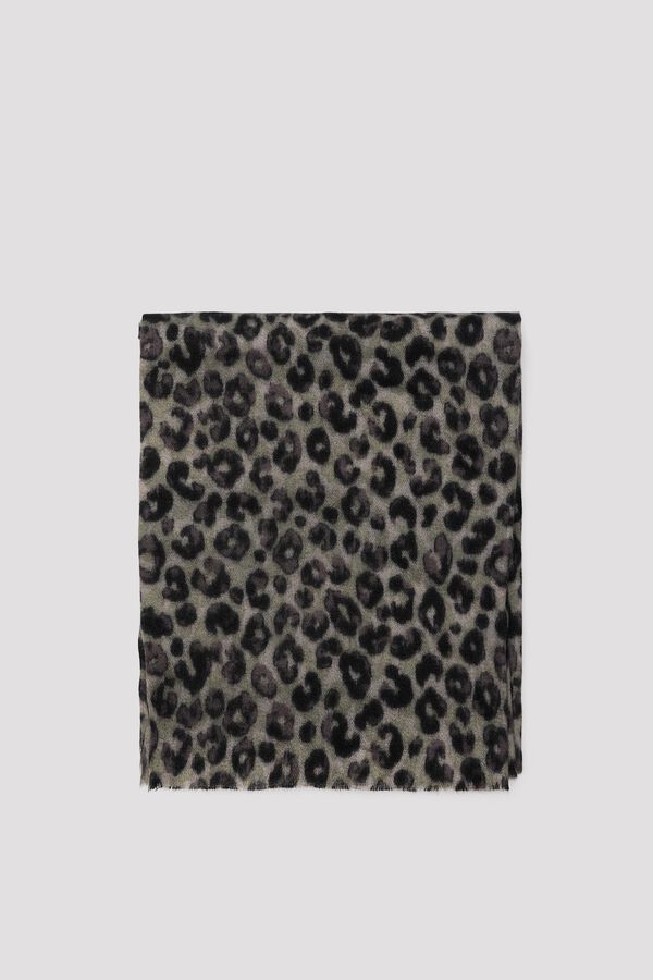 Cortefiel Leopard print scarf Printed grey