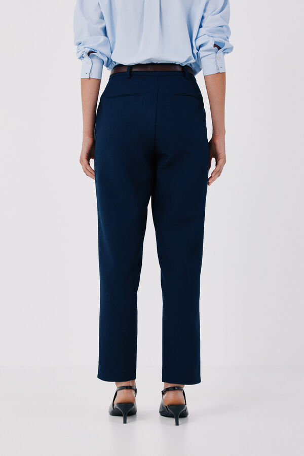 Cortefiel Women's tailored trousers with belt Navy