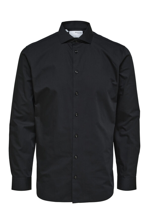 Cortefiel Camisa de manga larga de vestir 100% algodón Negro