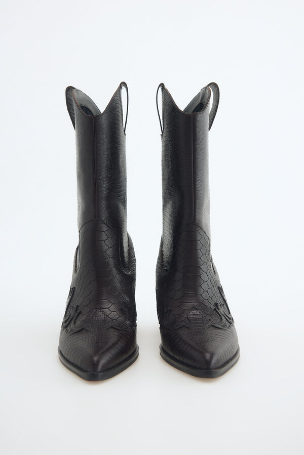 Slowlove Bota estilo cowboy realizada en piel con efecto cocodrilo Black
