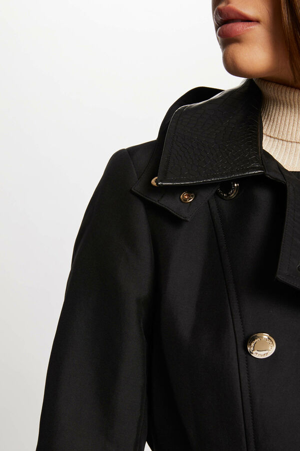 Morgan Gabardina com couro sintético Preto