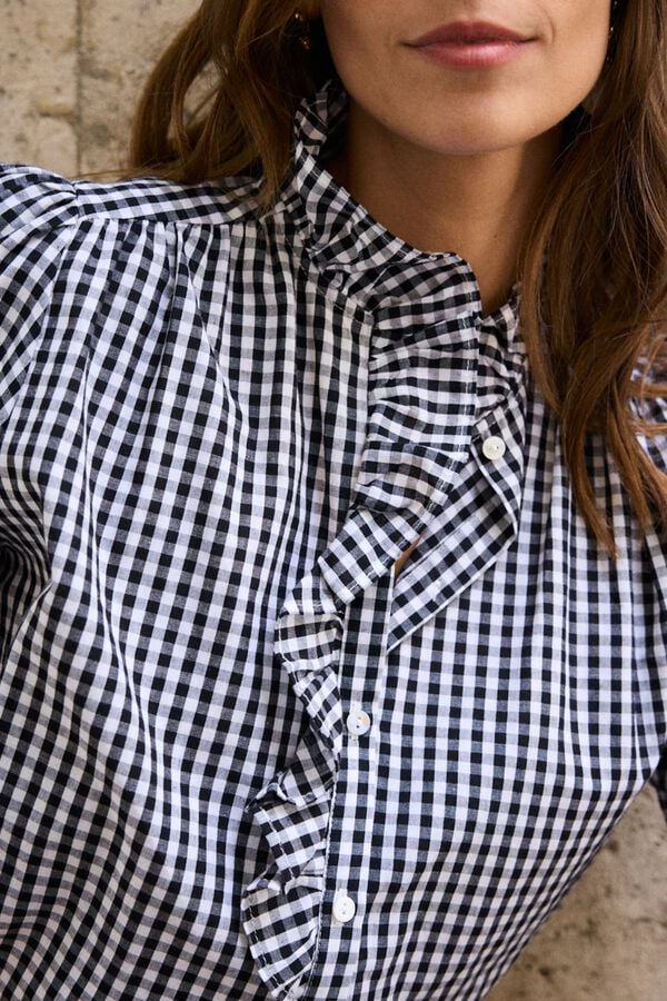 Pol&iacute;n Et Moi Camisa vichy Leira Preto