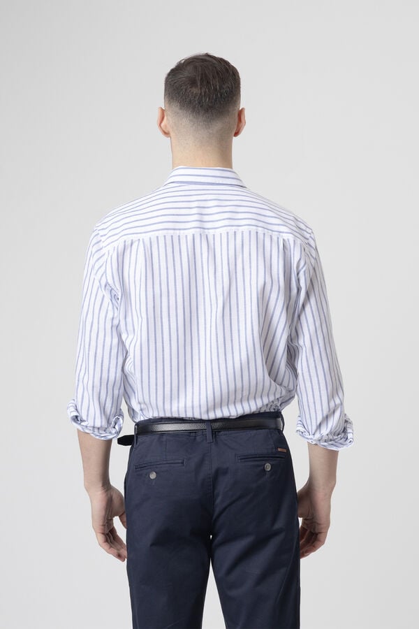 PuroEGO Camisa de riscas em linho Azul