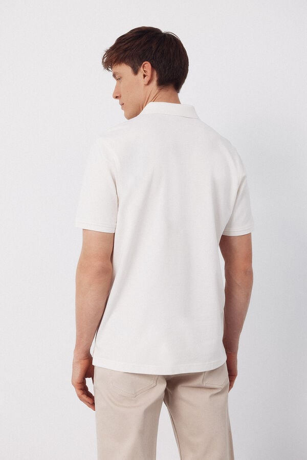 Cortefiel Basic piqu&eacute; polo shirt Ivory