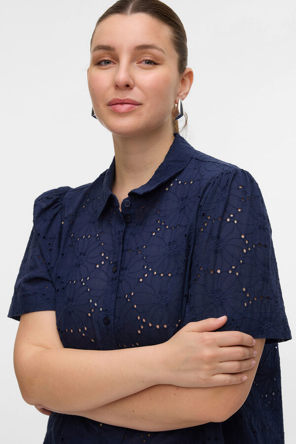Vero Moda Curve Camisa manga corta talla grande Azul marino