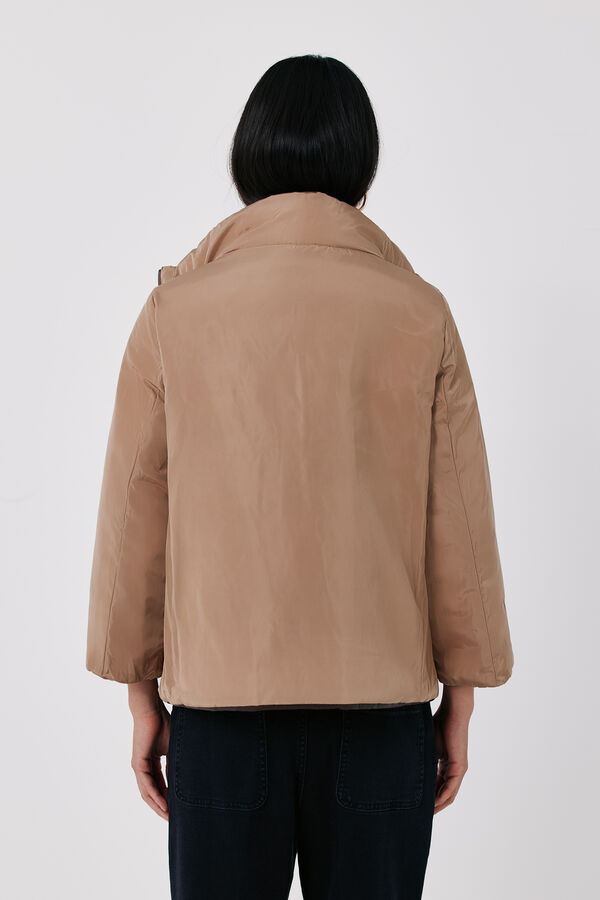 Cortefiel Faux leather puffer coat Dark brown
