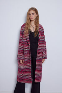 Cortefiel Short jersey-knit coat with hood Multicolour