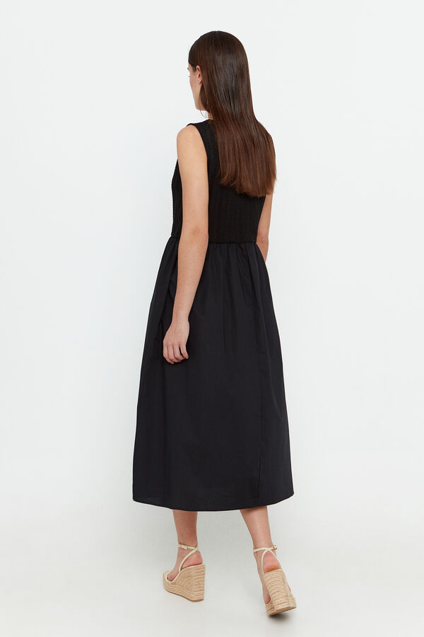 Cortefiel Midi dress with full skirt Black