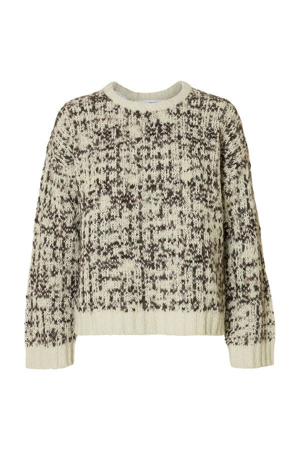Selected Camisola de lã com gola caixa Cinzento