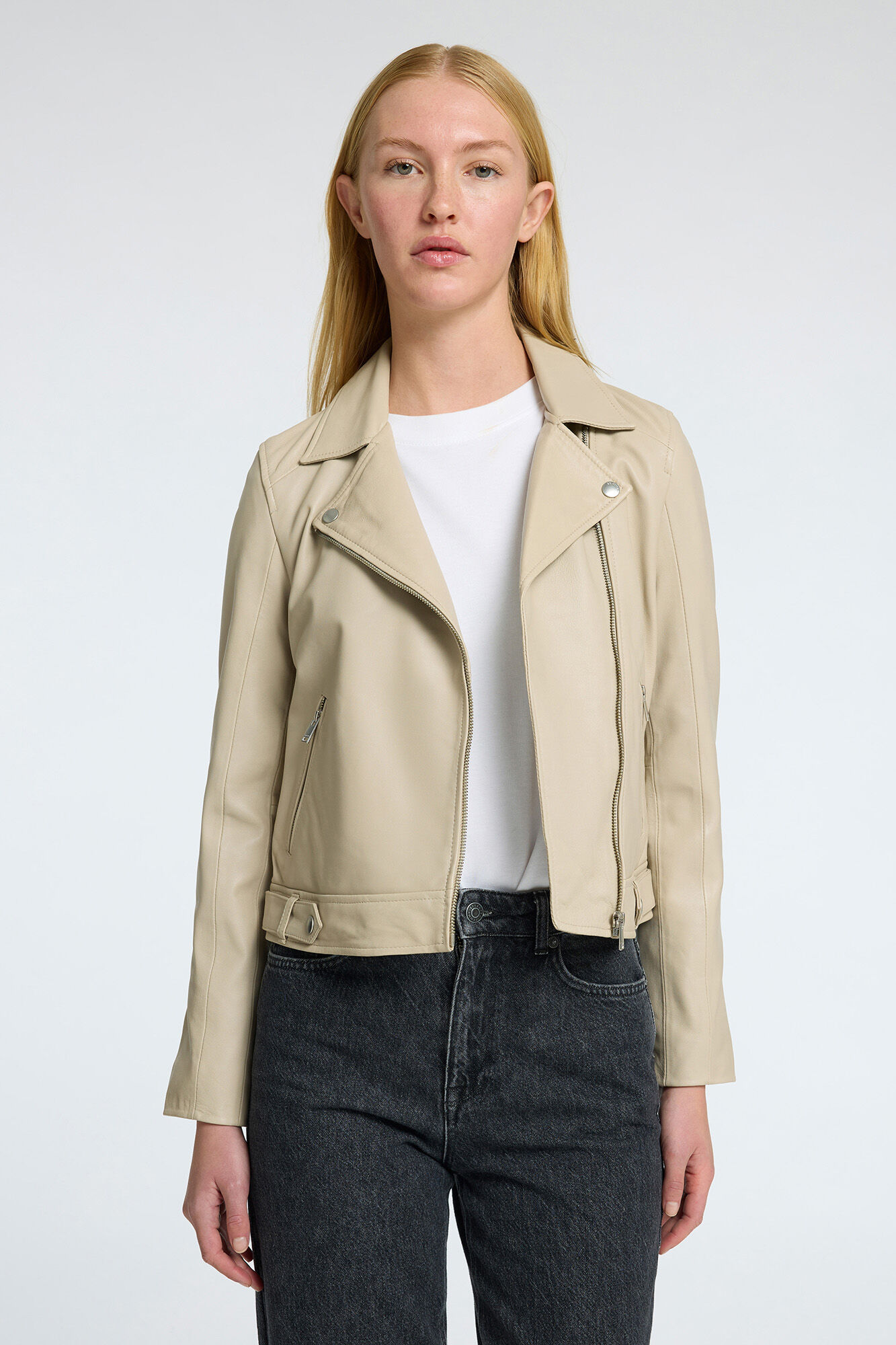 Selected Cazadora Biker Cropped 100% piel.