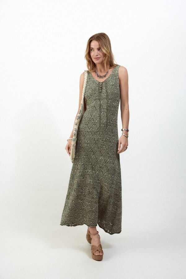 Slowlove Vestido largo calado Verde