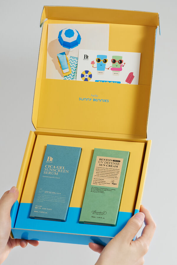 Benton Invisible SPF50 and SPF50+ sunscreen duo Yellow