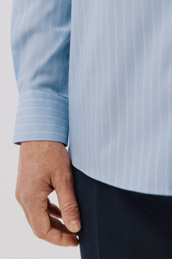 Cortefiel Easy-iron striped dress shirt Blue