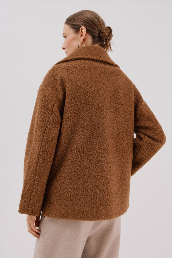 Cortefiel Short soft fabric coat Beige