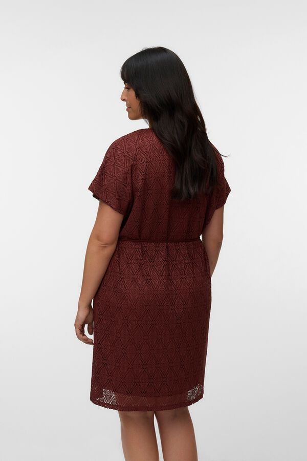Vero Moda Curve Vestido curto gola em bico tamanho grande Castanho