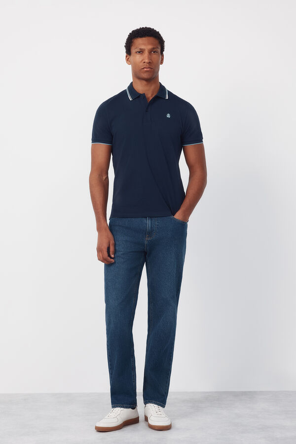 Cortefiel Polo shirt with tips Navy