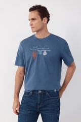 Cortefiel Graphic T-shirt Blue