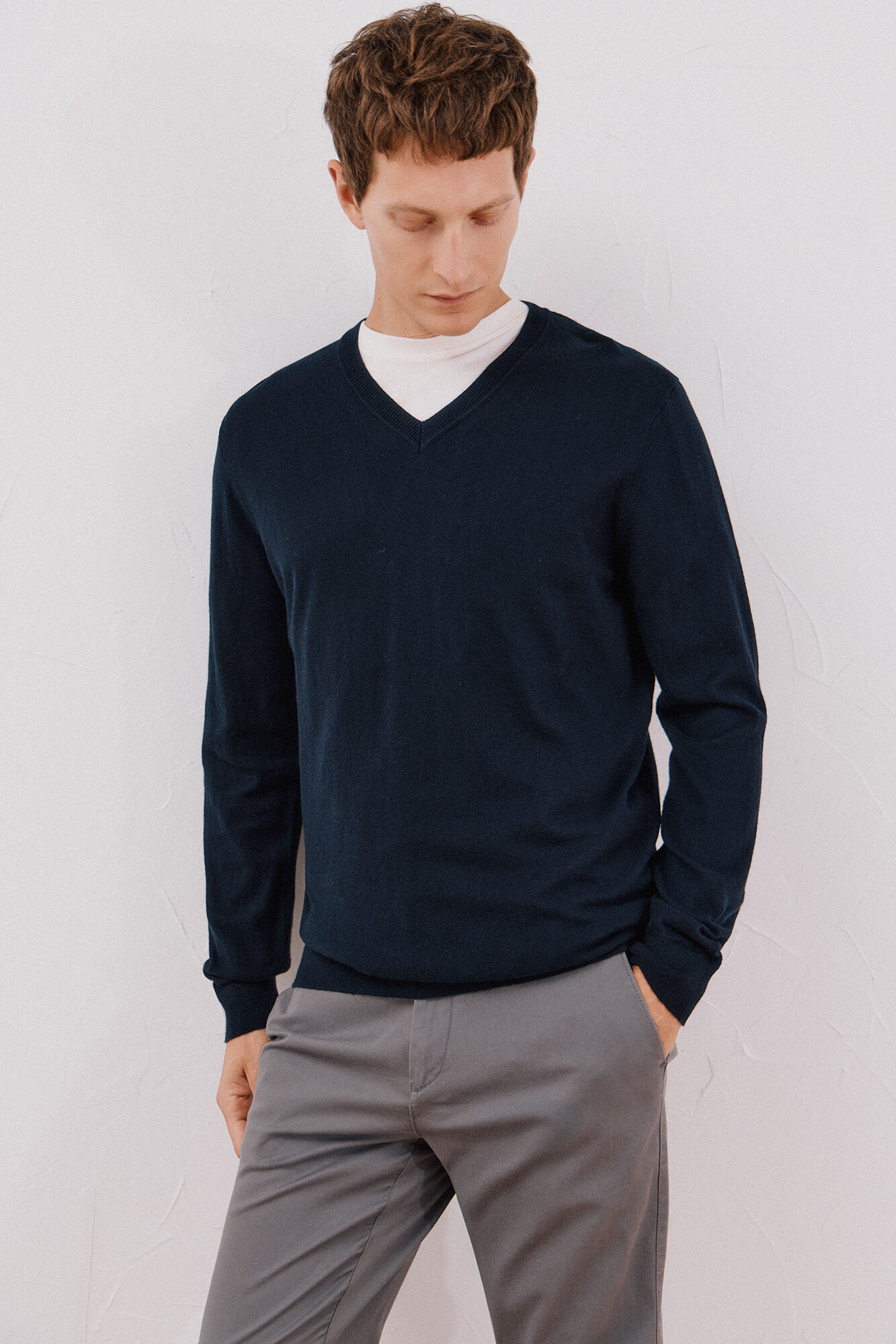 Cortefiel Cotton/cashmere V-neck jumper