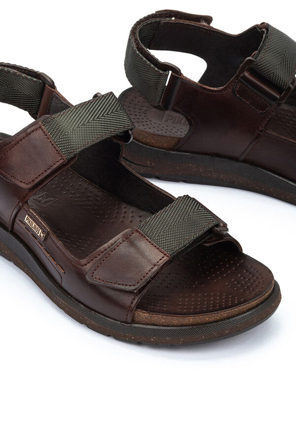 Pikolinos Men's flat sandals with adhesive fastening Dark brown