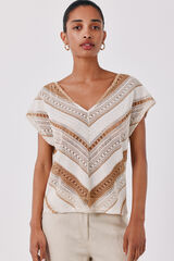 Cortefiel Multicoloured crochet T-shirt Yellow