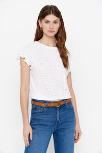 Cortefiel Jersey-knit T-shirt with openwork detail White