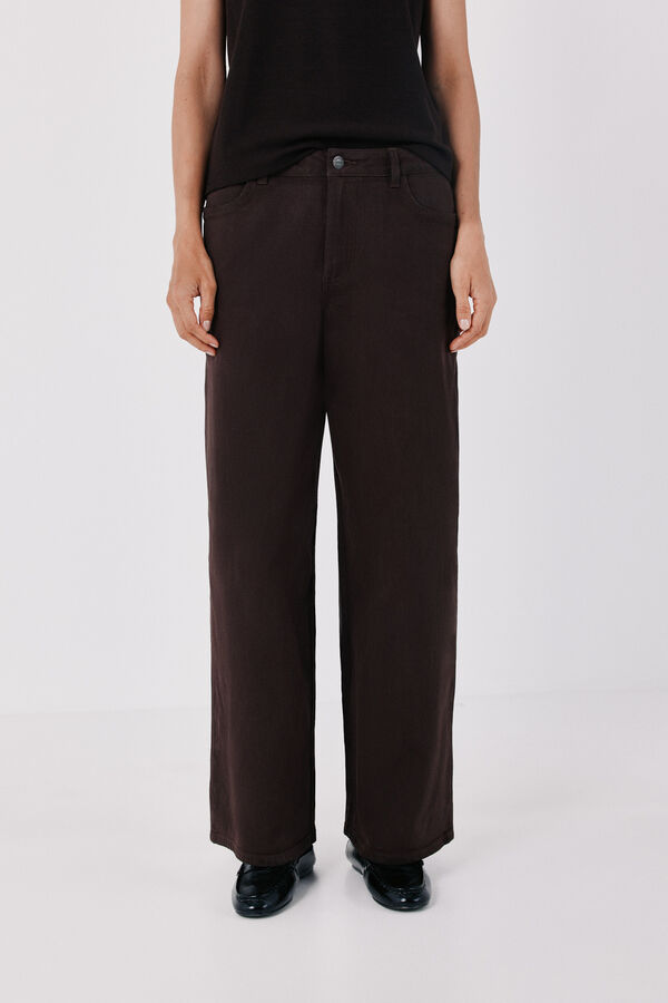 Cortefiel Long palazzo jeans Dark brown