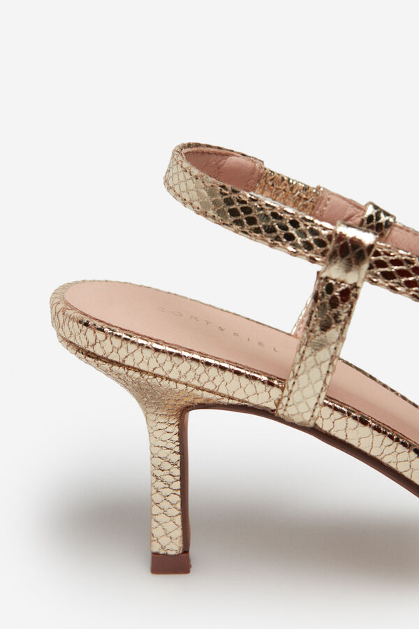 Cortefiel Metallic heeled sandal Gold