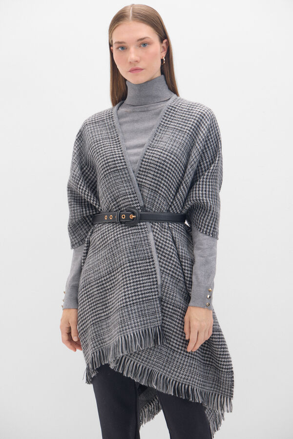 Cortefiel reversible jacquard poncho Printed grey