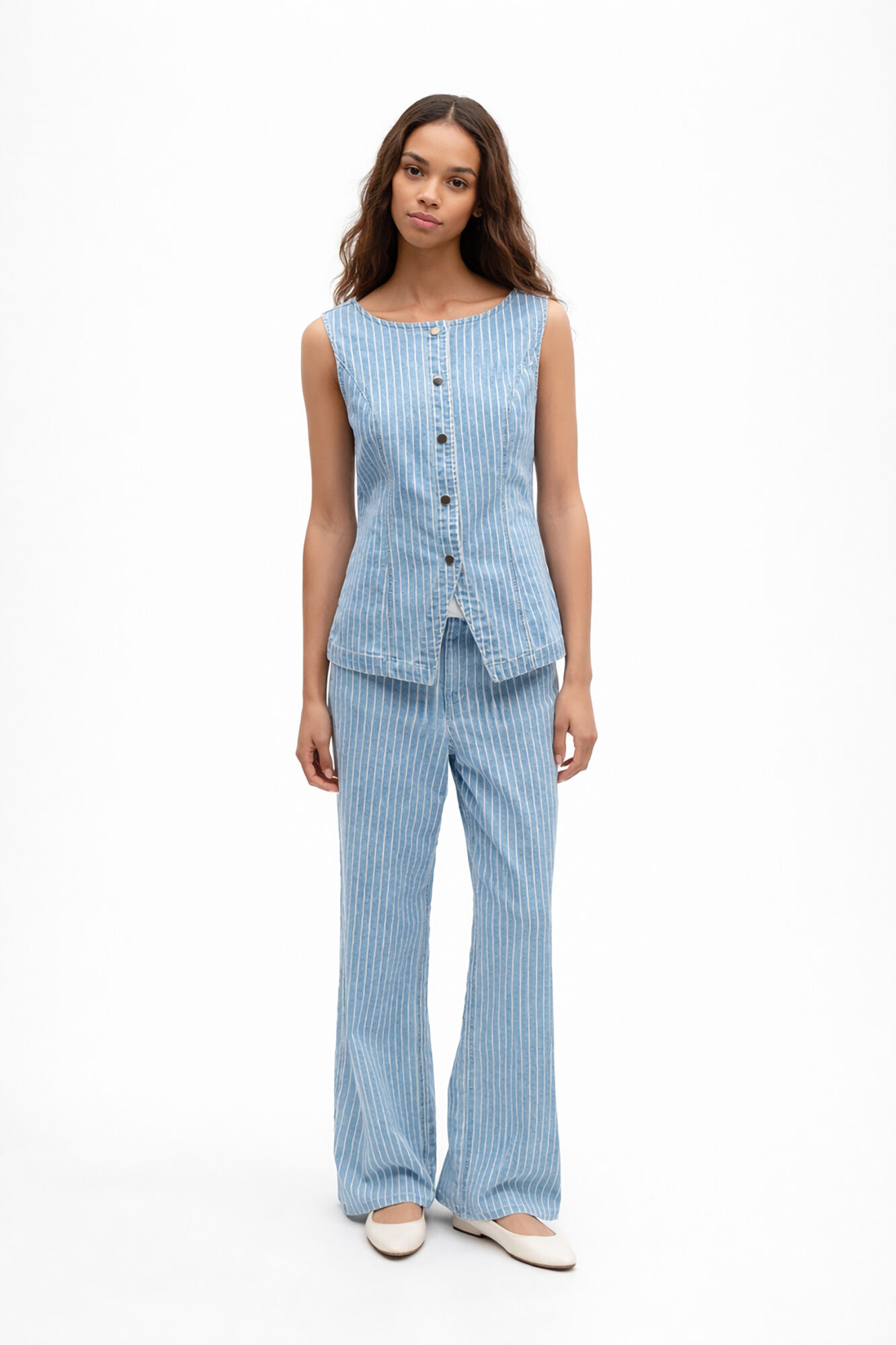 Object Colete denim &agrave;s riscas