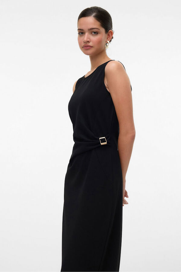 Vero Moda Vestido midi com detalhe de fivela  Preto