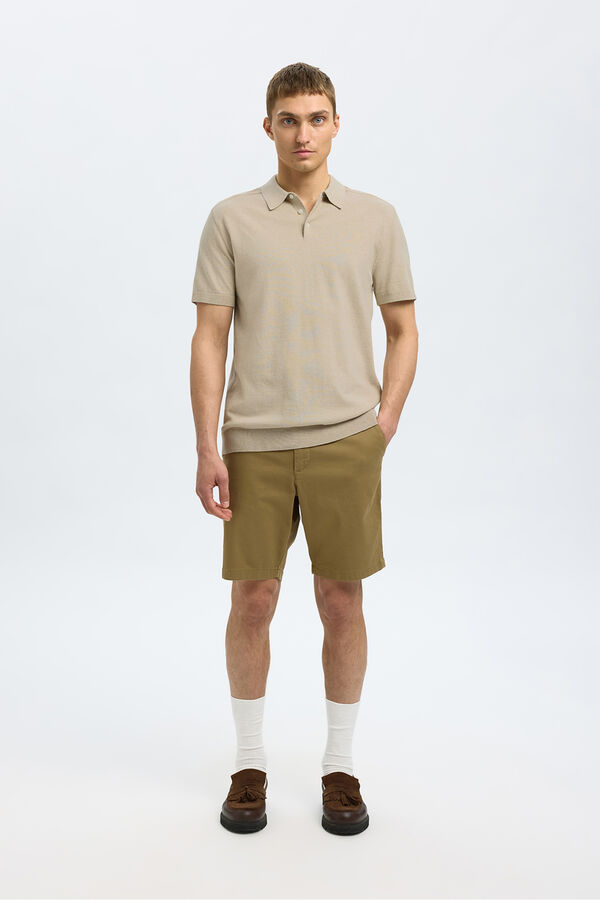 Selected Polo de malha de manga curta Tostado