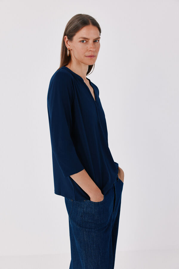 Cortefiel Henley T-shirt Navy