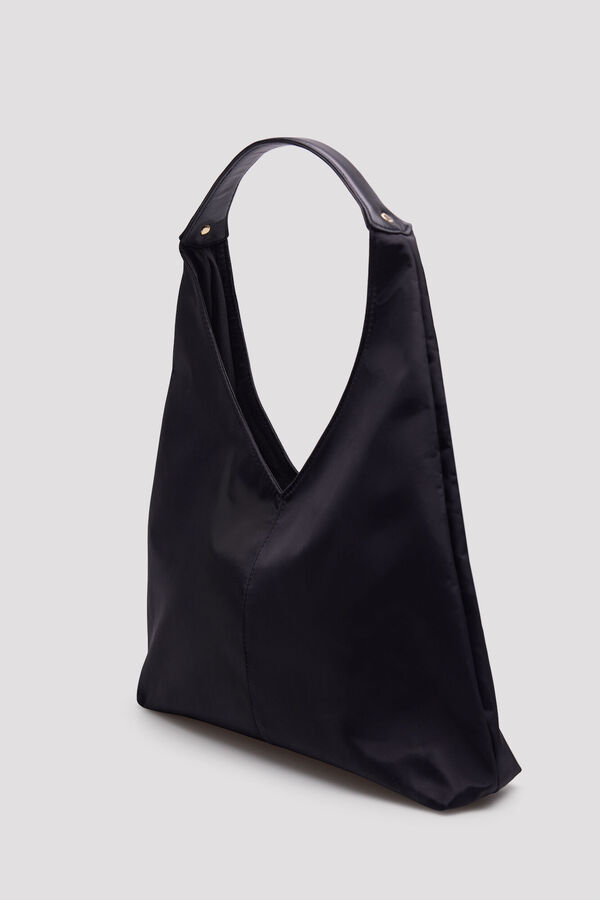 Cortefiel Nylon hobo bag Dark brown