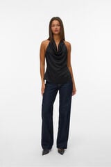 Vero Moda Top acetinado com atilho no pescoço Preto