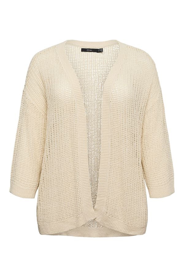 Vero Moda Curve Plus size cold knit cardigan Beige